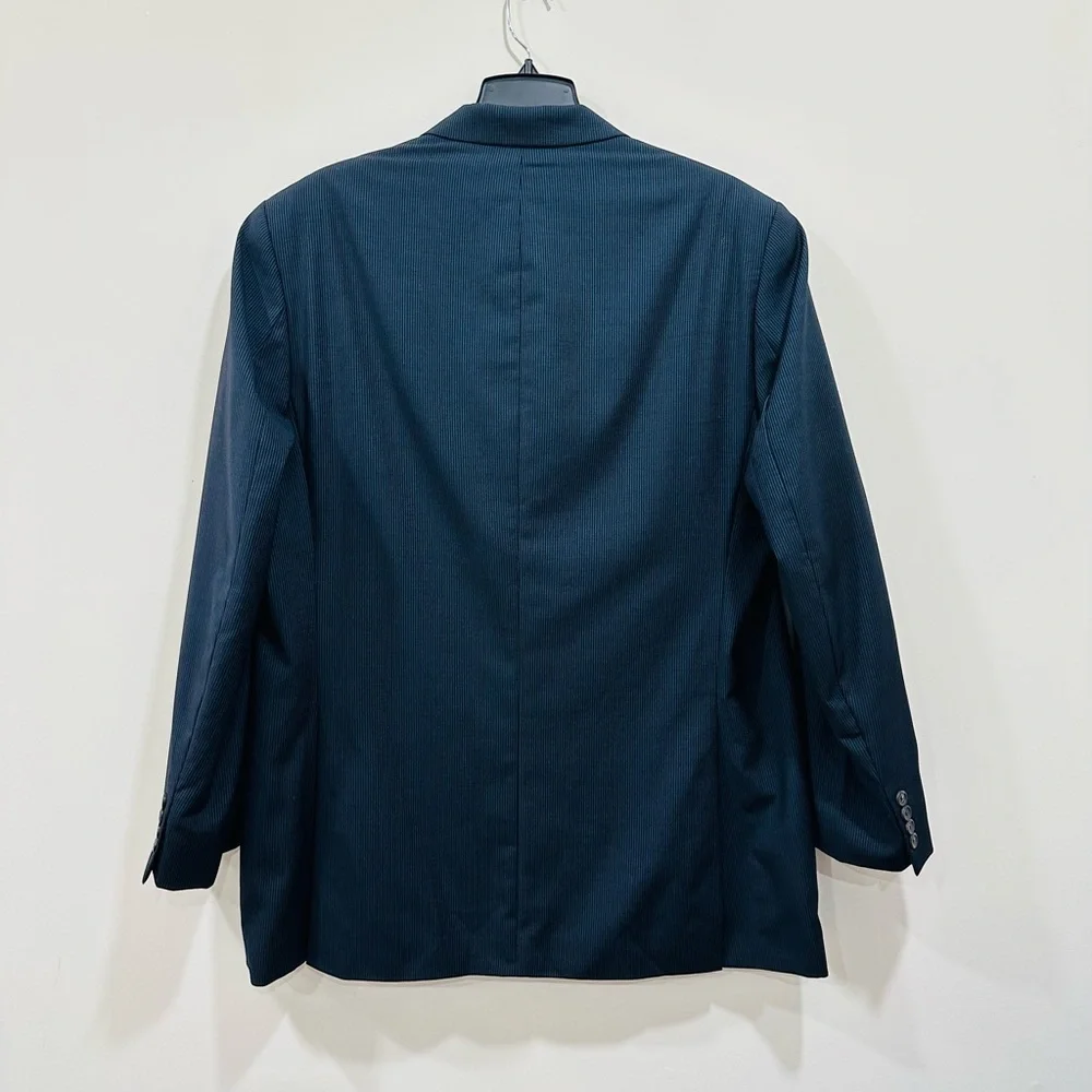 Ralph Ralph Laruen 46L Navy Blue 100% Wool Mens‎ Blazer Sport Coat Ribbed